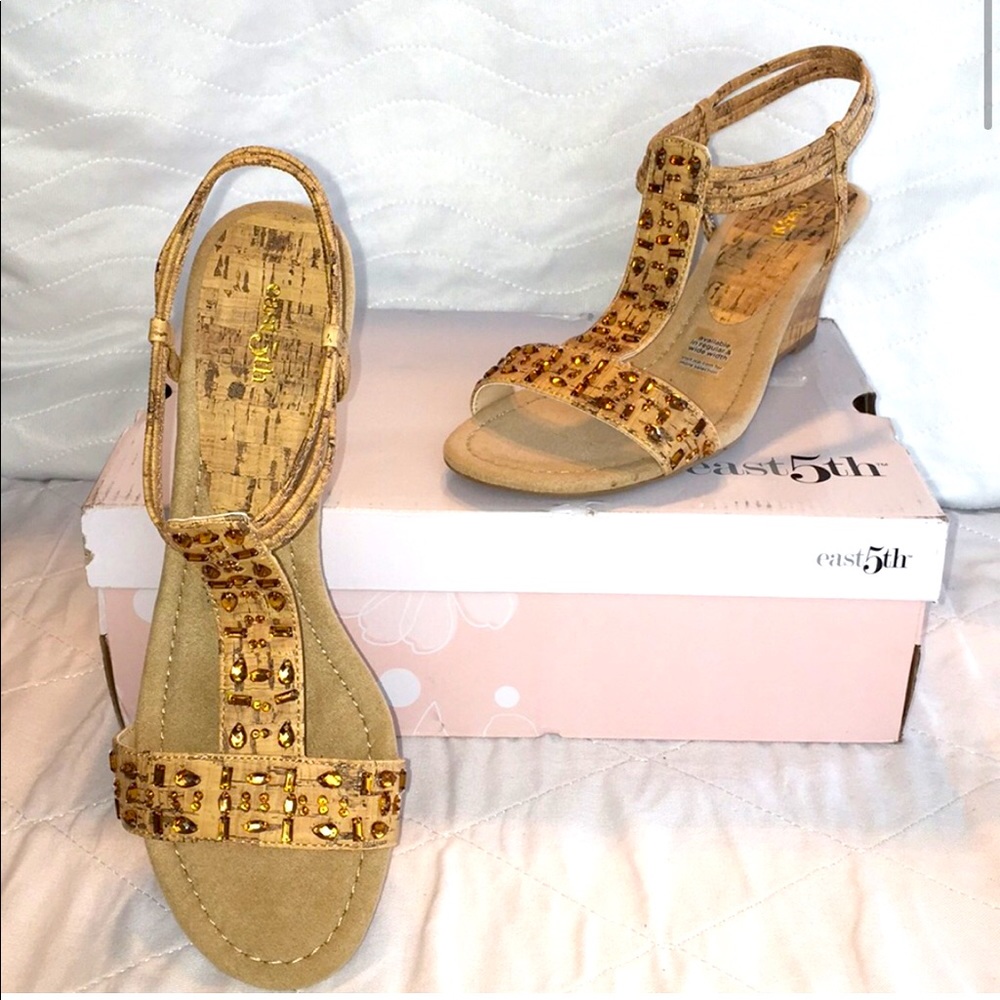 East5th Cork Wedge Sandals Size 9 NIB